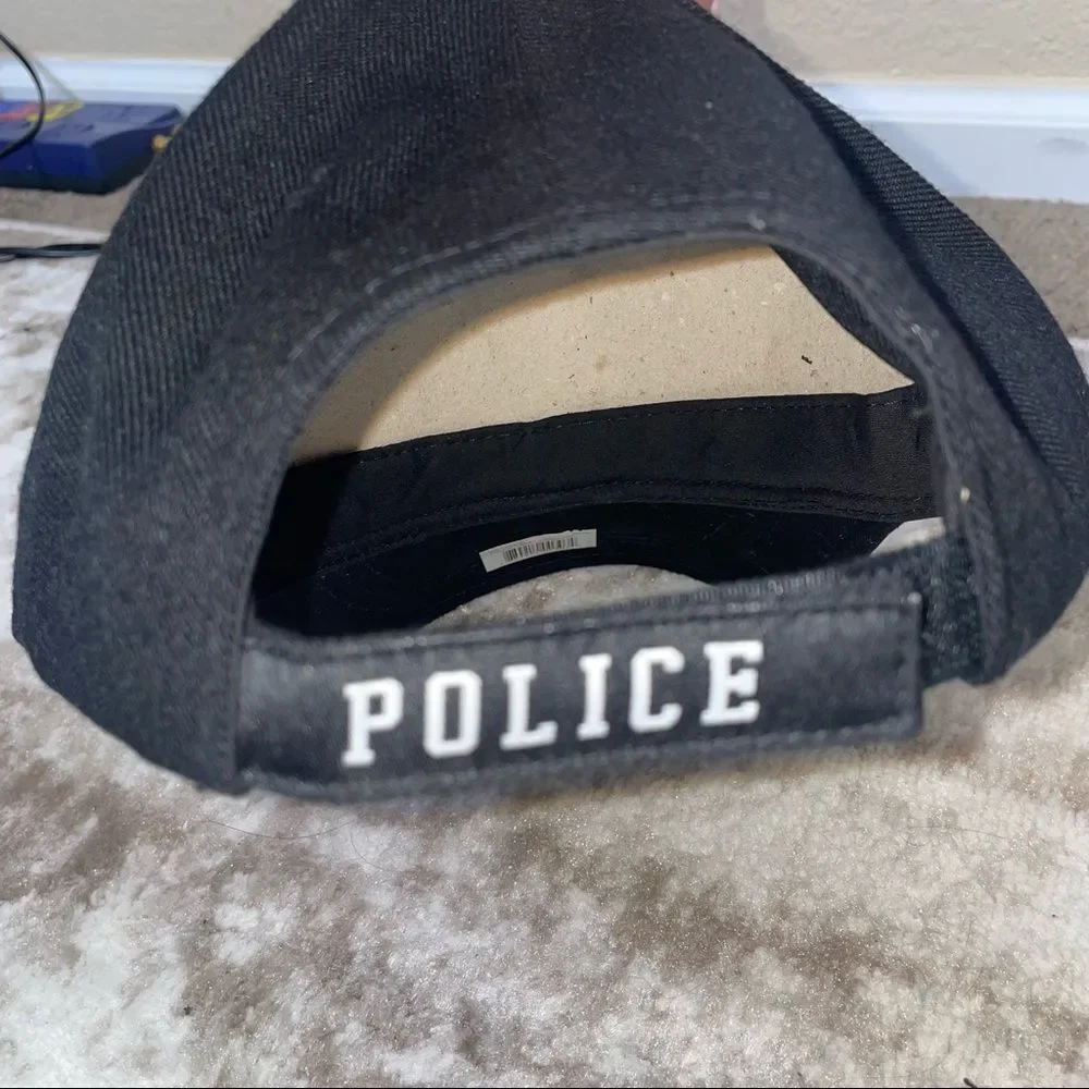 - NEW with tags black adjustable POLICE cap/hat with embroidered lettering